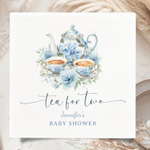 Tee für Zwei Baby Shower Junge Blaue Blumen