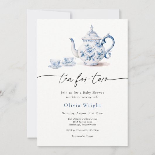 Tee für zwei Babydusche Tea Party Einladung (Vorderseite)