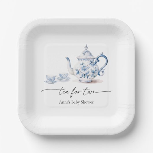 Tee für zwei Babyduschen Pappteller (Vorderseite)