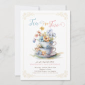 Tee für zwei Blumengarten Tee Party Geburtstag Einladung (Vorderseite)