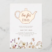 Tee für zwei Blumengeburt - Rose Gold Folieneinladung (Vorderseite)