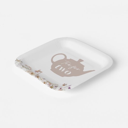 Tee für zwei Blüten Pappteller (Gewinkelt)