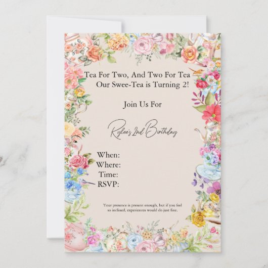 Tee für zwei einladung (Vorderseite)