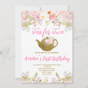 Tee für zwei Einladungen, Tee Party 2. Geburtstag Einladung