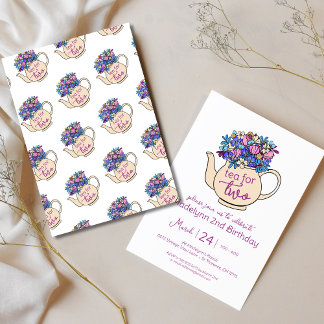 Tee für zwei florale 2. Geburtstagsfeier Party Ein Einladung
