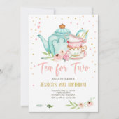 Tee für zwei Geburtstage Einladendes Party Teezere Einladung (Vorderseite)
