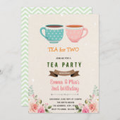Tee für zwei Geburtstage Einladung (Vorne/Hinten)