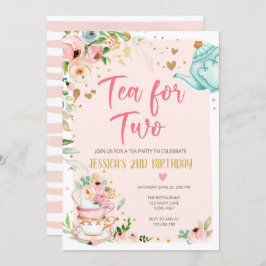 Tee für zwei Geburtstage Einladung Blumenkost Part