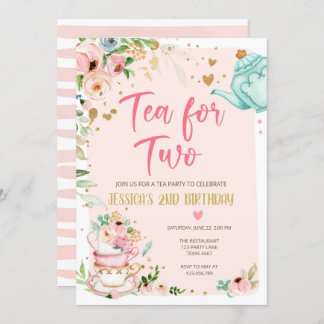 Tee für zwei Geburtstage Einladung Blumenkost Part