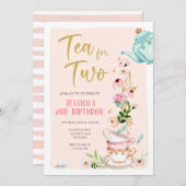 Tee für zwei Geburtstage Einladung Blumenkost Part (Vorne/Hinten)