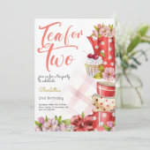 Tee für zwei Jahre, Teeblume Geburtstag Einladung (Stehend Vorderseite)