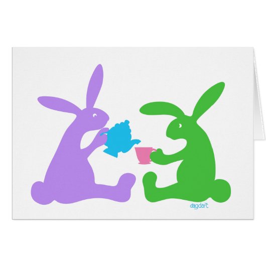 Tee für zwei - Kaninchen Geburtstagskarte (Vorderseite (Horizontal))