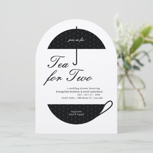 Tee für zwei klassische Hochzeitsdusche Einladung (Stehend Vorderseite)