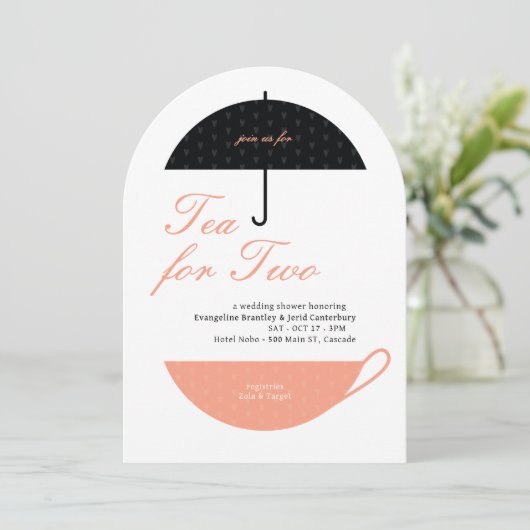 Tee für zwei klassische Hochzeitsdusche Einladung (Stehend Vorderseite)