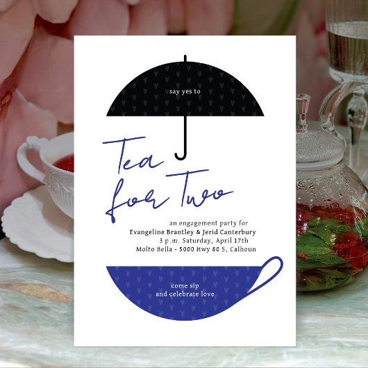Tee für zwei moderne Blue Tea Party Einladung