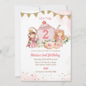 Tee für zwei Prinzessinnen 2. Geburtstag Party Einladung (Vorderseite)