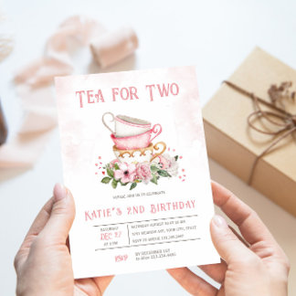 Tee für zwei Teacups Thema Geburtstagseinladung Einladung