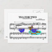 Tee für zwei Teakups ~ Hintergrundmusik Postkarte (Vorne/Hinten)