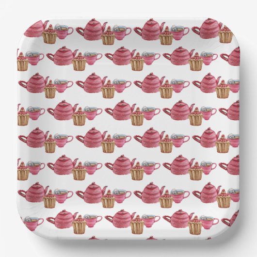 Tee für zwei Tee-Cup-Muster Papier-Teller Pappteller (Vorderseite)