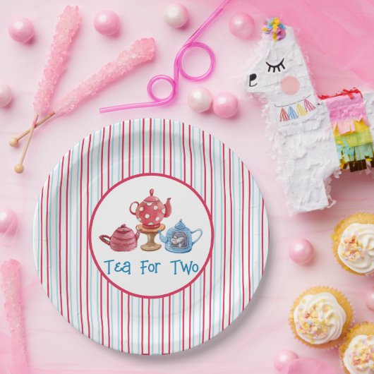 Tee für zwei Tepots, 7 Zoll Teller (Party)