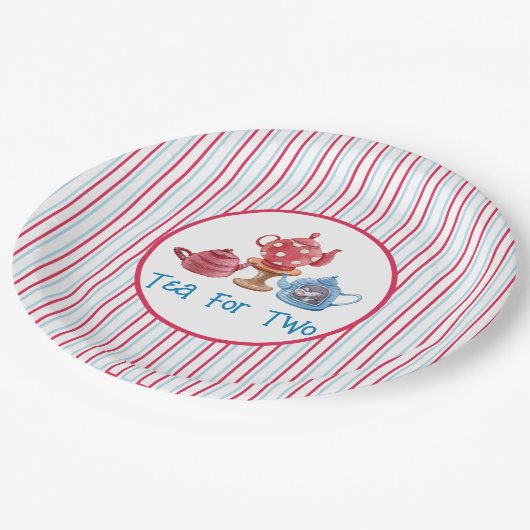 Tee für zwei Tepots, 7 Zoll Teller (Schrägansicht)