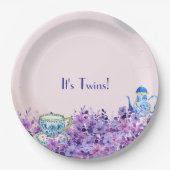 Tee für Zwei-Twin-Baby-Dusche Pappteller (Vorderseite)