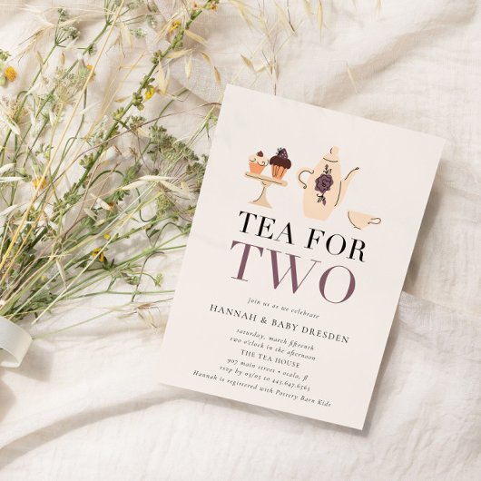 Tee für zwei | Violet Tee Party Babydusche Einladung