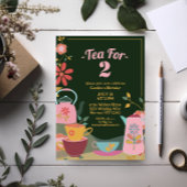 Tee für zwei Whimsical Floral zum zweiten Geburtst Einladung