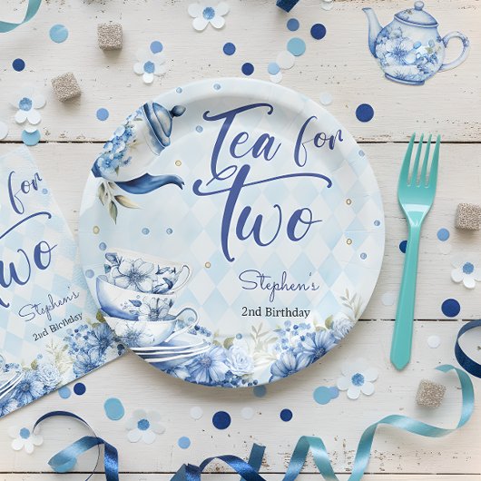 Tee für zwei, zweiter Geburtstag für Kinder Pappteller
