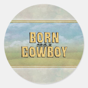 TEE Geborener Cowboy Runder Aufkleber