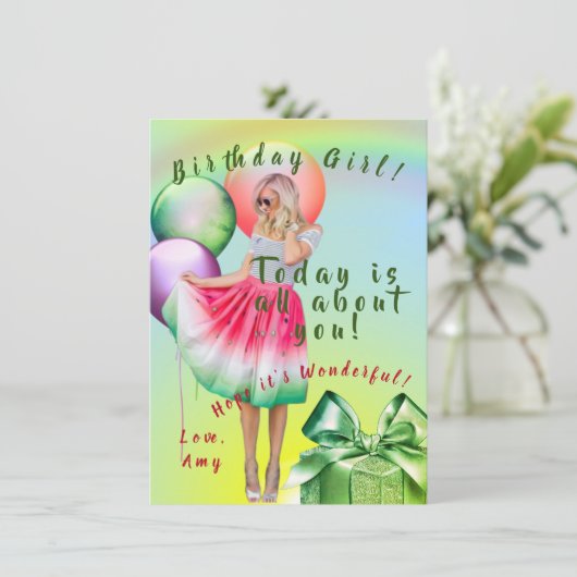 Tee-Geburtstagskarte (Stehend Vorderseite)