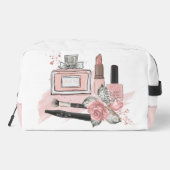 Tee-Girl-Kosmetika in Rosa und Weiß Waschbeutel (Rückseite)