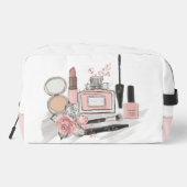 Tee-Girl-Kosmetika in Rosa und Weiß Waschbeutel (Rückseite)