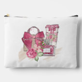 Tee-Girl-Kosmetika in Rosa und Weiß Zubehörtasche (Vorderseite)