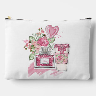 Tee-Girl-Kosmetika in Rosa und Weiß Zubehörtasche