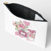 Tee-Girl-Kosmetika in Rosa und Weiß Zubehörtasche (Offen)