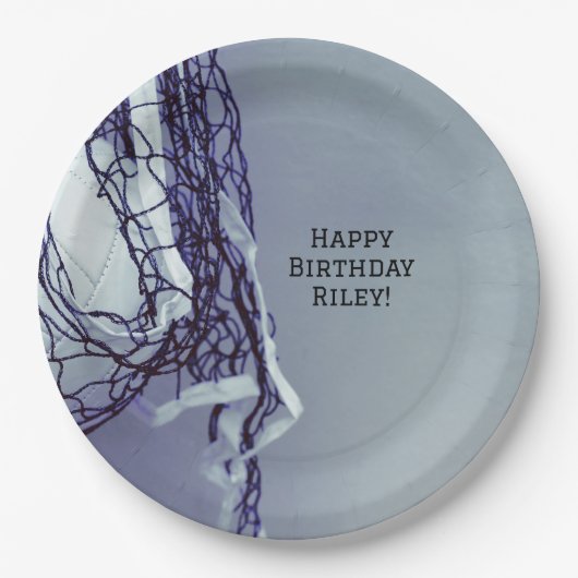 Tee Gray Geburtstagsparty Net & Volleyball Pappteller (Vorderseite)