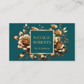 Tee Green Modern Gold Floral Beauty Salon & SPA Visitenkarte (Vorderseite)