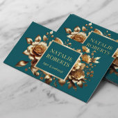 Tee Green Modern Gold Floral Beauty Salon & SPA Visitenkarte