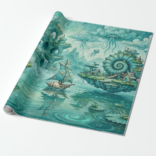 Tee Grün Seelandschaft Traum Surreal Fantasie Geschenkpapier