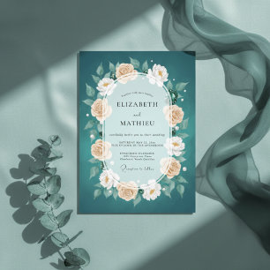 Tee-Grüne Atemberaubende Florale Hochzeit Einladung
