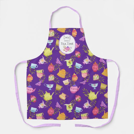 Tee-Hosen und Cups Lila All-over-Print-Schürze Schürze (Vorderseite)