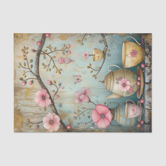 TEE IM GARTENDEKOUPAGE-TISSUPAPIER SEIDENPAPIER (Vorderseite)