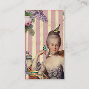 Tee im Petit Trianon – rosa auf elfenbein Visitenkarte