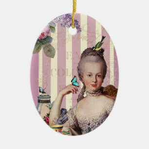 Tee im Petit Trianon – rosa Keramik Ornament