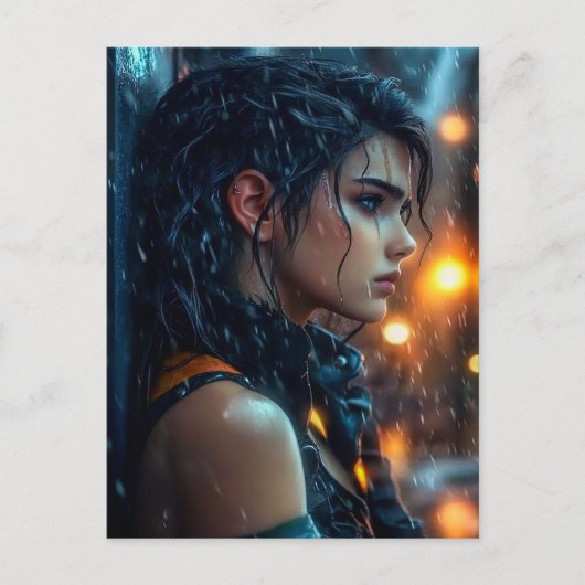 Tee im Regen Postkarte (Vorderseite)