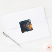 Tee im Regen Quadratischer Aufkleber (Umschlag)