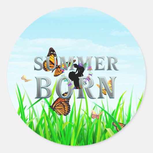 TEE Im Sommer geboren Runder Aufkleber (Vorderseite)