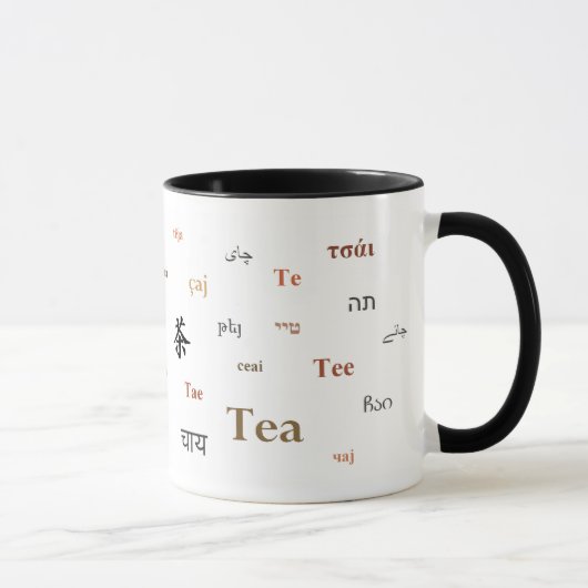 Tee in den verschiedenen Sprachen (Braun) Tasse (Rechts)