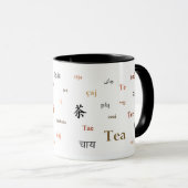 Tee in den verschiedenen Sprachen (Braun) Tasse (VorderseiteRechts)